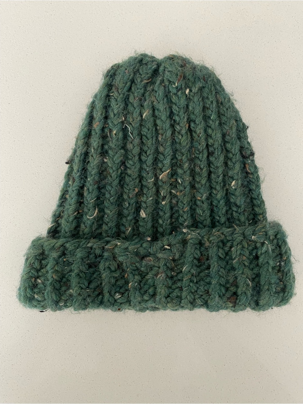 Chunky Green Hand Knit Cuffed Beanie - Picture 2 of 7